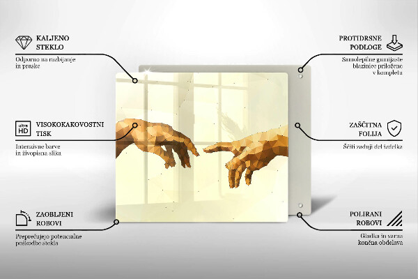 Tűzhelyvédő üveglap Ádám kezeinek teremtése