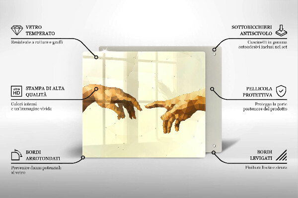 Tűzhelyvédő üveglap Ádám kezeinek teremtése