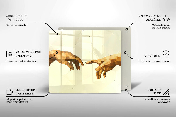 Tűzhelyvédő üveglap Ádám kezeinek teremtése