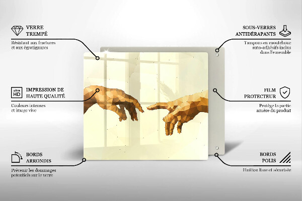 Tűzhelyvédő üveglap Ádám kezeinek teremtése