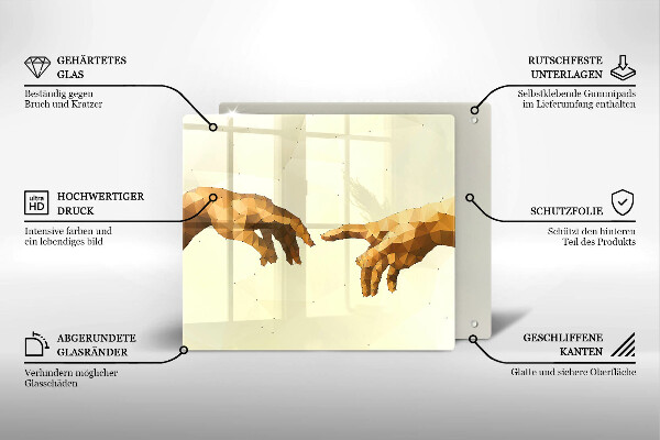 Tűzhelyvédő üveglap Ádám kezeinek teremtése