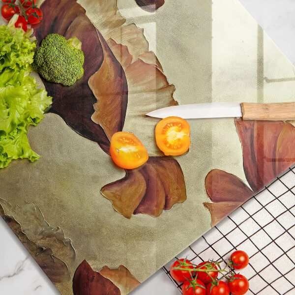 Tűzhelyvédő üveglap Festett boho virágok