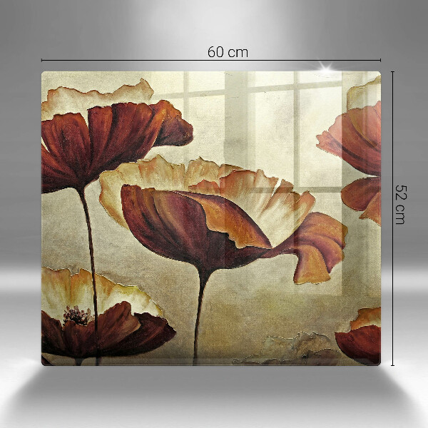 Tűzhelyvédő üveglap Festett boho virágok