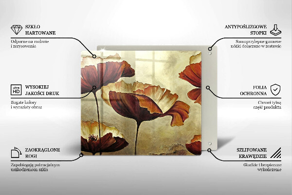 Tűzhelyvédő üveglap Festett boho virágok