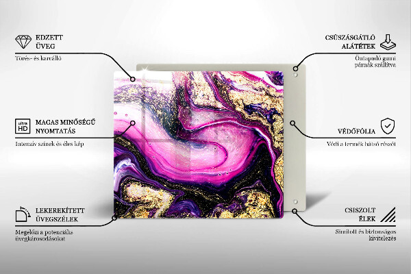 Tűzhelyvédő üveglap Absztrakt design arany