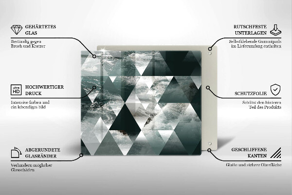 Tűzhelyvédő üveglap Háromszögek és víz