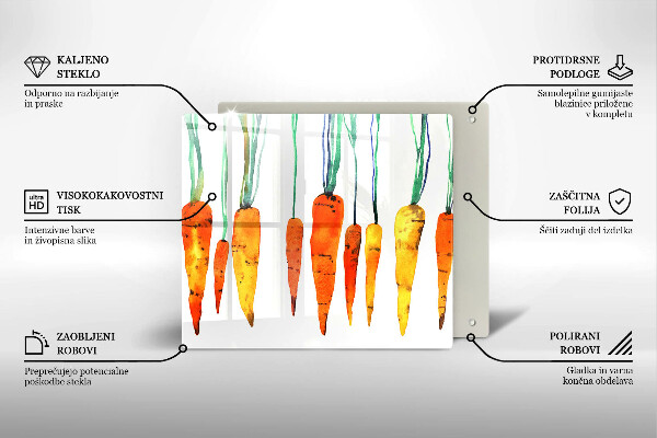 Tűzhelyvédő üveglap Sárgarépa illusztráció