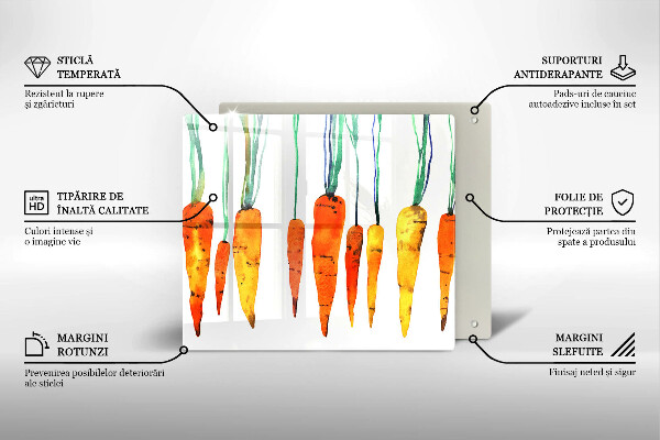 Tűzhelyvédő üveglap Sárgarépa illusztráció