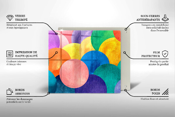 Tűzhelyvédő üveglap Színes körök