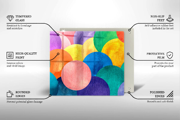 Tűzhelyvédő üveglap Színes körök