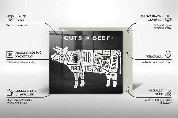 Tűzhelyvédő üveglap Tehénhús marhahús