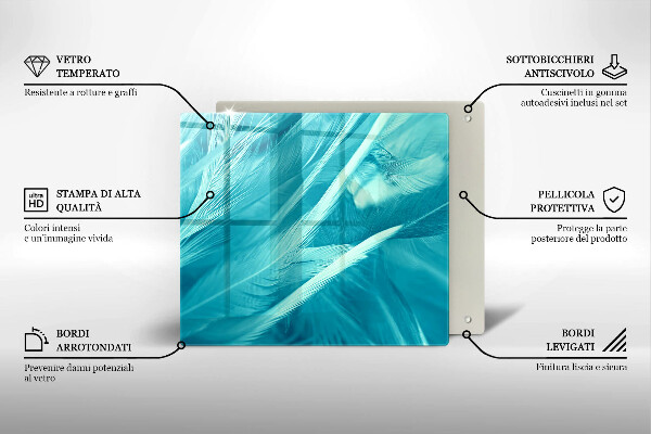 Tűzhelyvédő üveglap Finom tollak