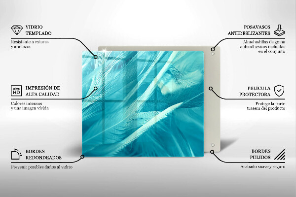 Tűzhelyvédő üveglap Finom tollak