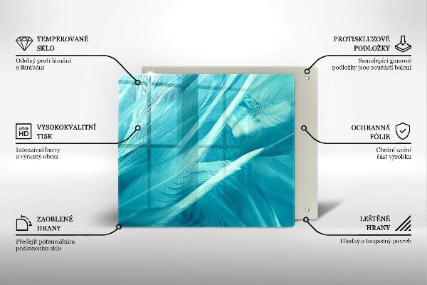 Tűzhelyvédő üveglap Finom tollak