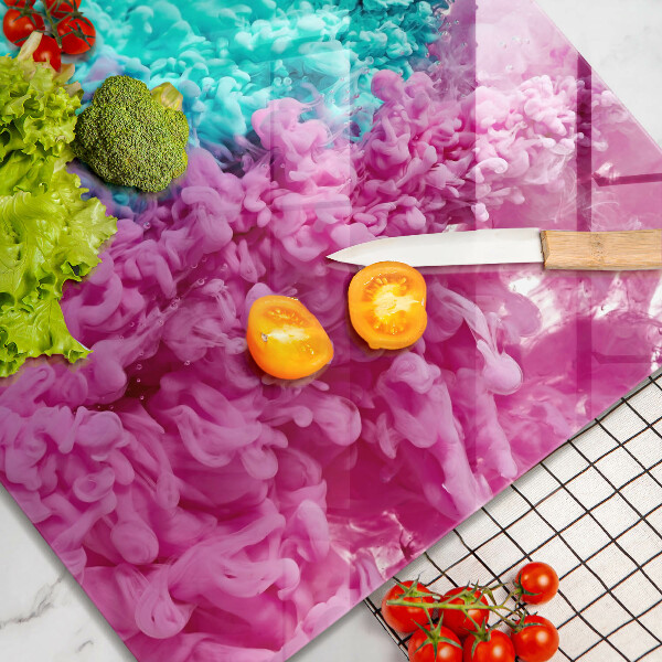 Tűzhelyvédő üveglap Türkiz-rózsaszín füst