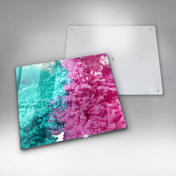 Tűzhelyvédő üveglap Türkiz-rózsaszín füst