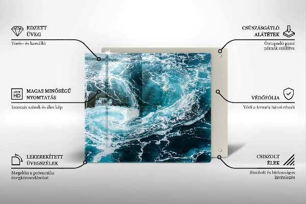 Tűzhelyvédő üveglap Habzó vízhullámok
