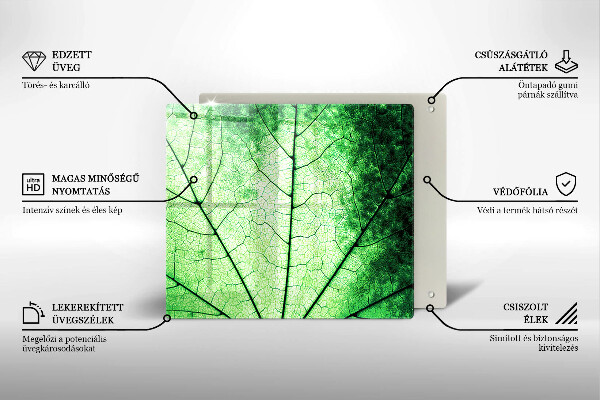 Tűzhelyvédő üveglap Dekoratív érlevél