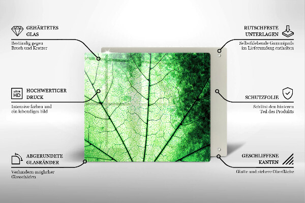 Tűzhelyvédő üveglap Dekoratív érlevél