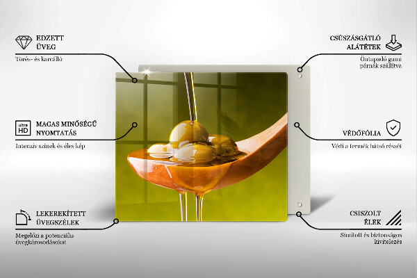 Tűzhelyvédő üveglap Olívaolaj és olívabogyó