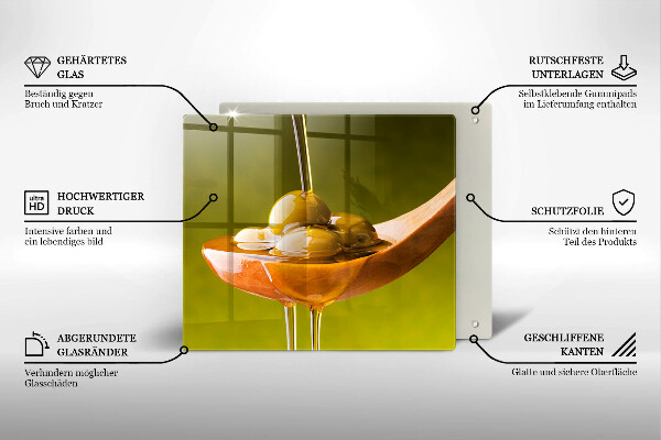 Tűzhelyvédő üveglap Olívaolaj és olívabogyó