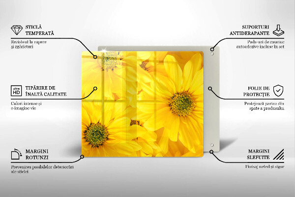 Tűzhelyvédő üveglap Virágszirom