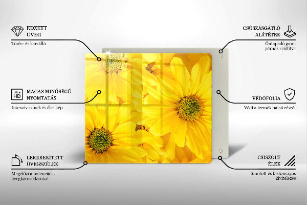 Tűzhelyvédő üveglap Virágszirom
