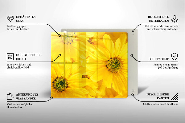 Tűzhelyvédő üveglap Virágszirom
