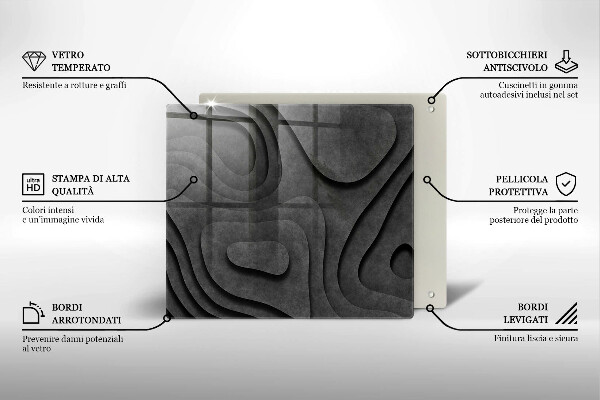 Tűzhelyvédő üveglap 3D kő formák