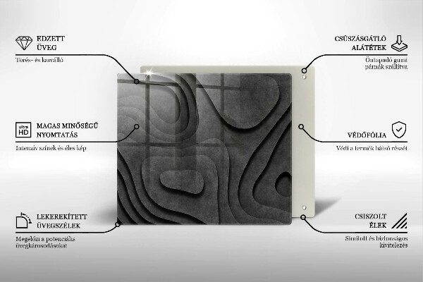Tűzhelyvédő üveglap 3D kő formák