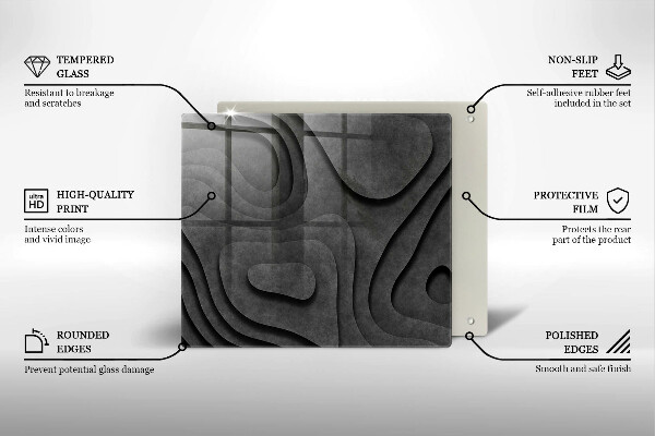 Tűzhelyvédő üveglap 3D kő formák