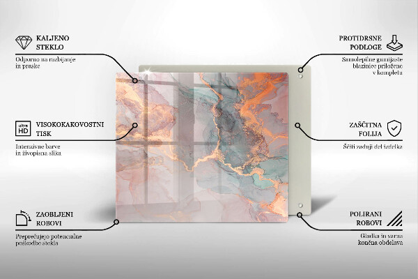 Tűzhelyvédő üveglap Márvány arannyal