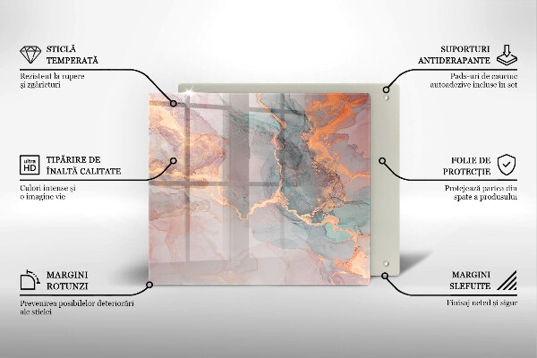 Tűzhelyvédő üveglap Márvány arannyal