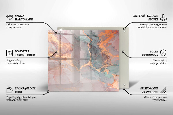 Tűzhelyvédő üveglap Márvány arannyal