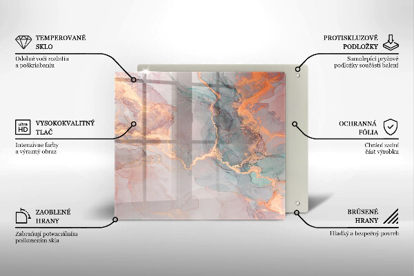 Tűzhelyvédő üveglap Márvány arannyal