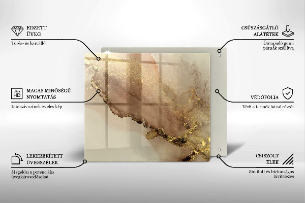 Tűzhelyvédő üveglap Arany absztrakció