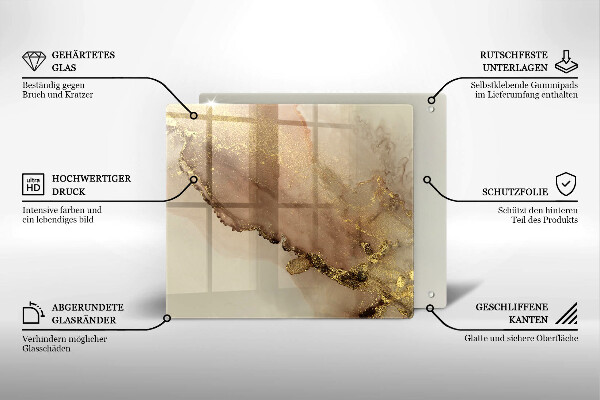 Tűzhelyvédő üveglap Arany absztrakció