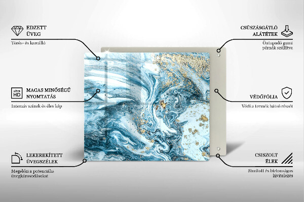 Tűzhelyvédő üveglap Szerkezete arannyal