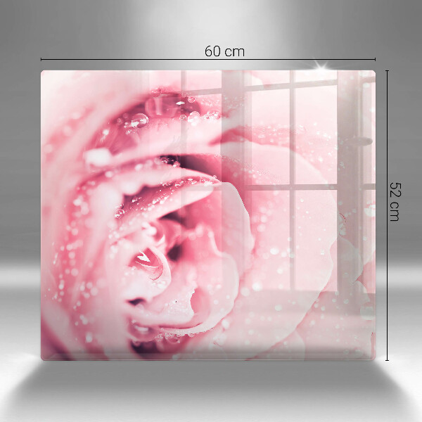Tűzhelyvédő üveglap Harmatcseppek és rózsavirág