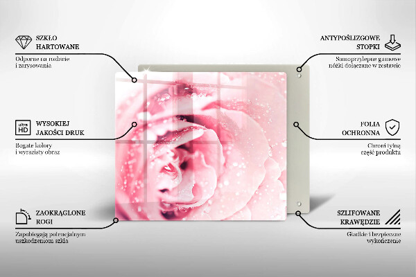 Tűzhelyvédő üveglap Harmatcseppek és rózsavirág