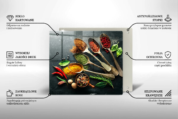 Tűzhelyvédő üveglap Konyhai kanál fűszerek