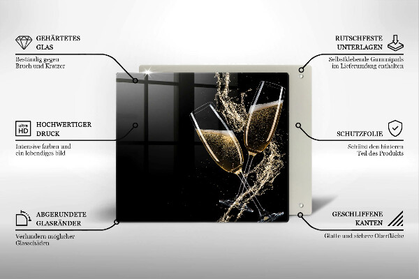 Tűzhelyvédő üveglap Pohár pezsgő