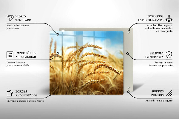 Tűzhelyvédő üveglap Kalász gabonafélék a területen