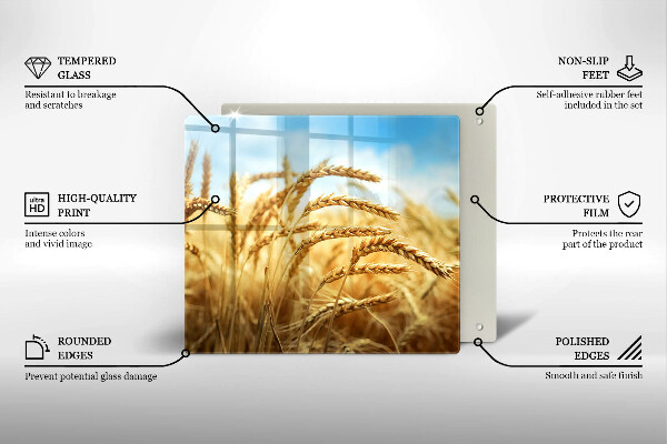 Tűzhelyvédő üveglap Kalász gabonafélék a területen