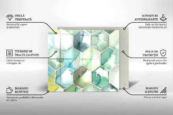 Tűzhelyvédő üveglap Akvarell hatszögek