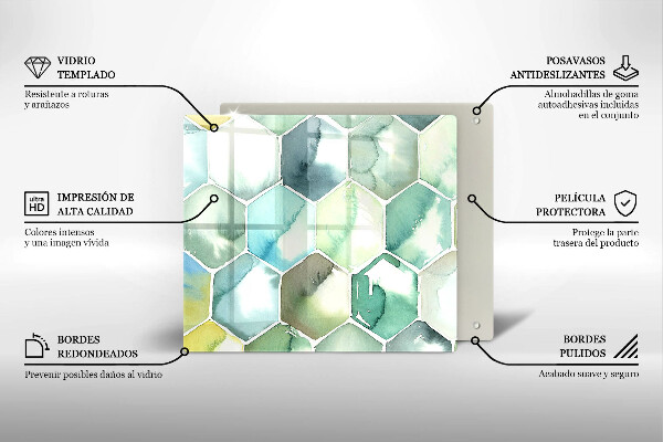 Tűzhelyvédő üveglap Akvarell hatszögek