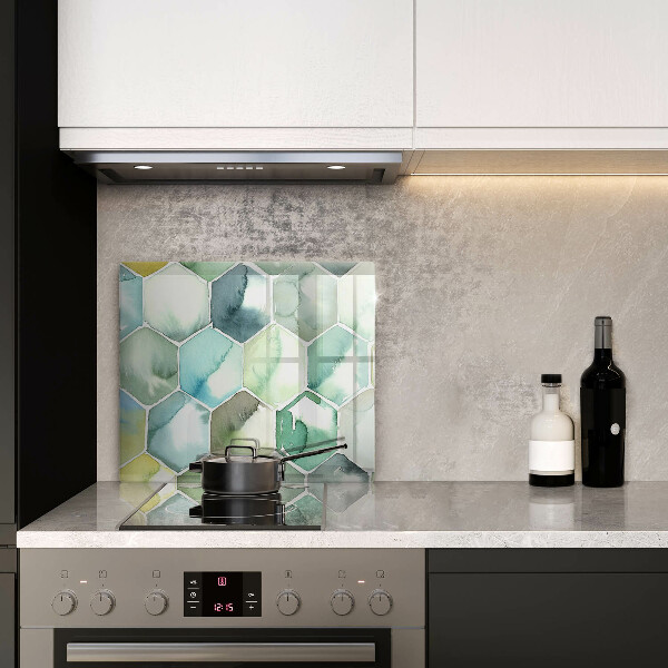 Tűzhelyvédő üveglap Akvarell hatszögek