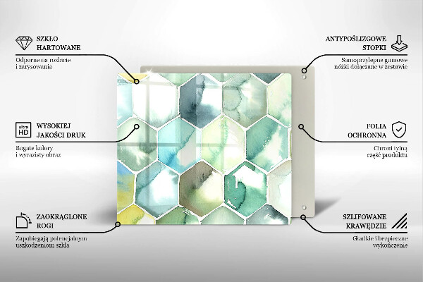 Tűzhelyvédő üveglap Akvarell hatszögek