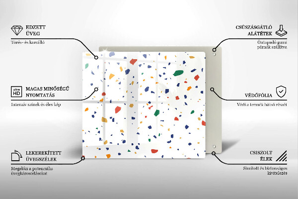 Tűzhelyvédő üveglap Színes kőedény