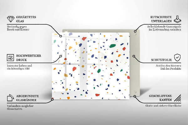 Tűzhelyvédő üveglap Színes kőedény